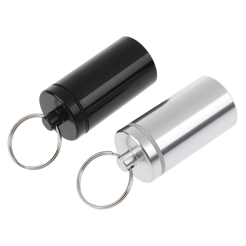 Aluminum Alloy Bottle Mini Drug Bottle Holder Medicine Container Portable Small Pill Box Case Waterproof Keychain