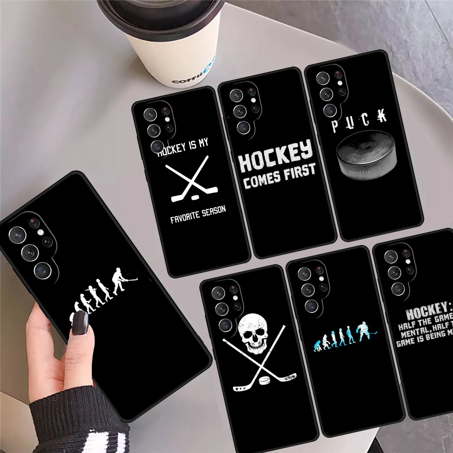 Funny Hockey Evolution Players Phone Case Cover For Samsung Galaxy S24 Ultra 23 S22 Plus S21 FE S20 S8 S9 S10 Note 10 Pro 20