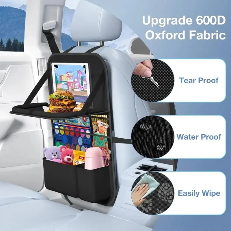 Car Backseat Organizer with Table Tray 9-Pocket Storage And Tablet Holder for Vehicle Rear Seat Organization