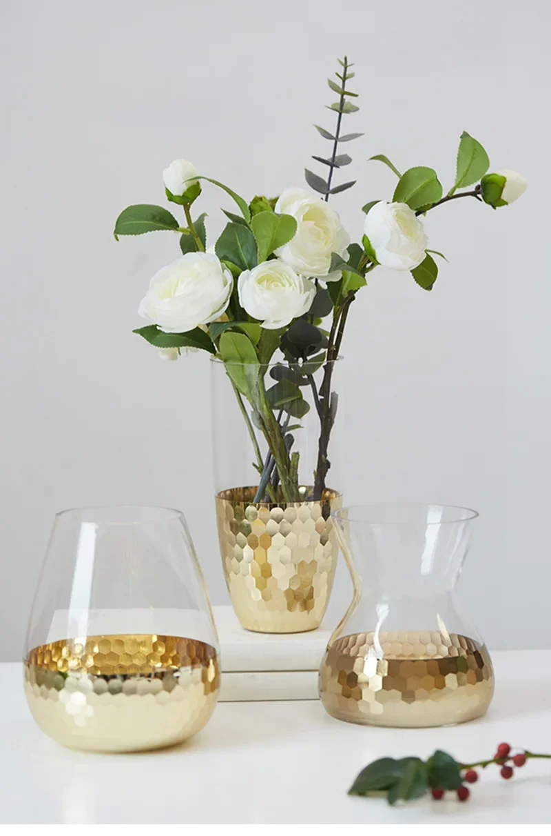 Vase For Home Decor Transparent Terrarium Glass Vase Light Luxury Living Room Hydroponic Flower Pot ваза для цветов Jarrones