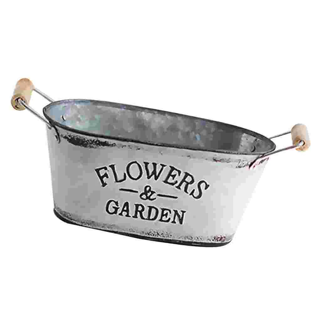 

Vintage Iron Bucket Succulent Flower Pot Creative Decorative Bucket European Style Bucket Silver