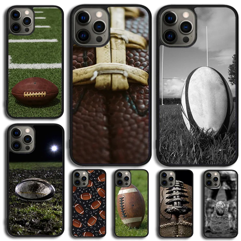 Rugby Ball Phone Case For iPhone 16 15 Plus X XS Max XR 14 13 12 Mini 11 Pro Max  Cover Shell coque