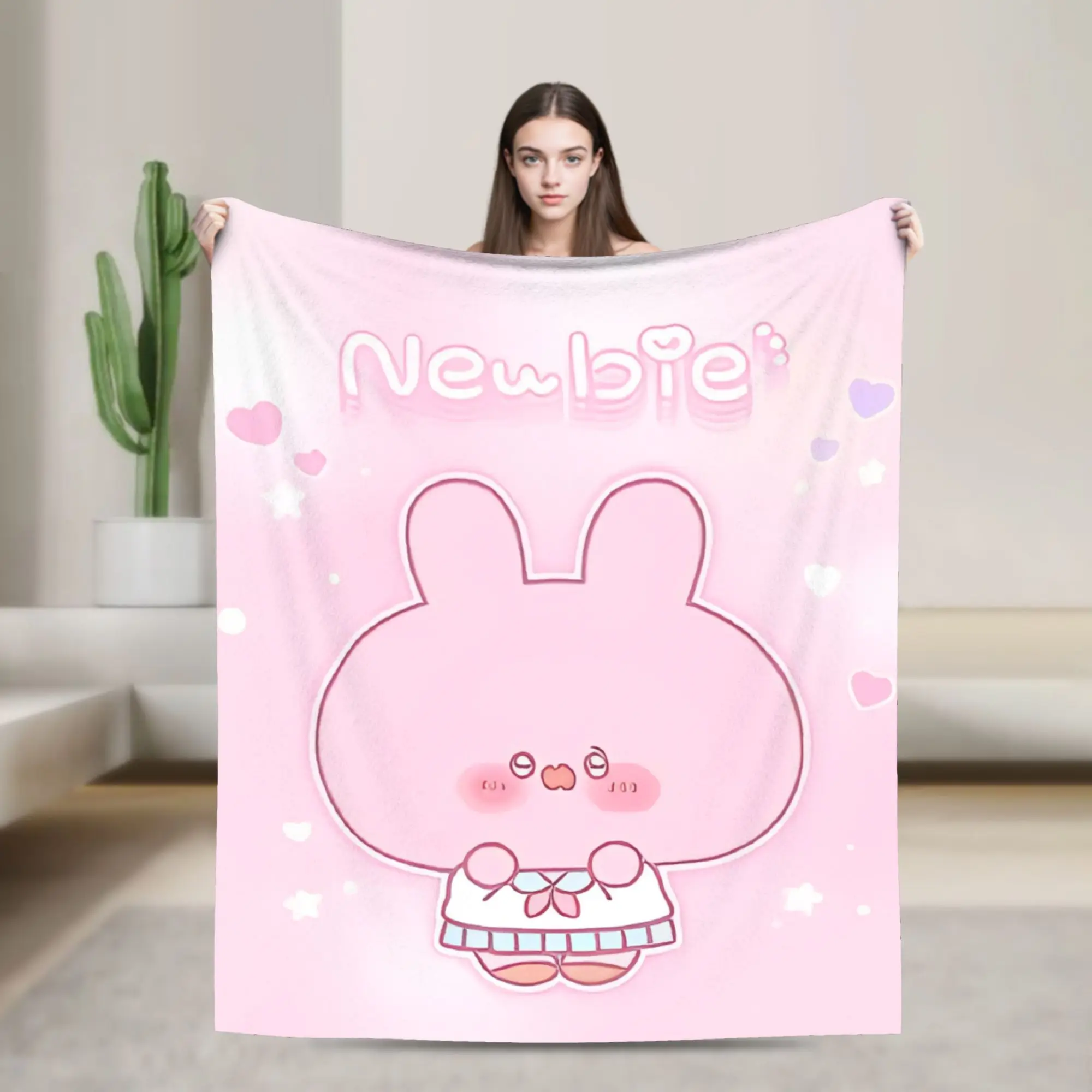 Asamimichaans Asleep Cartoon Blankets Fleece Cute Asamimi Soft Throw Blanket for Bedroom Sofa Bedroom Quilt