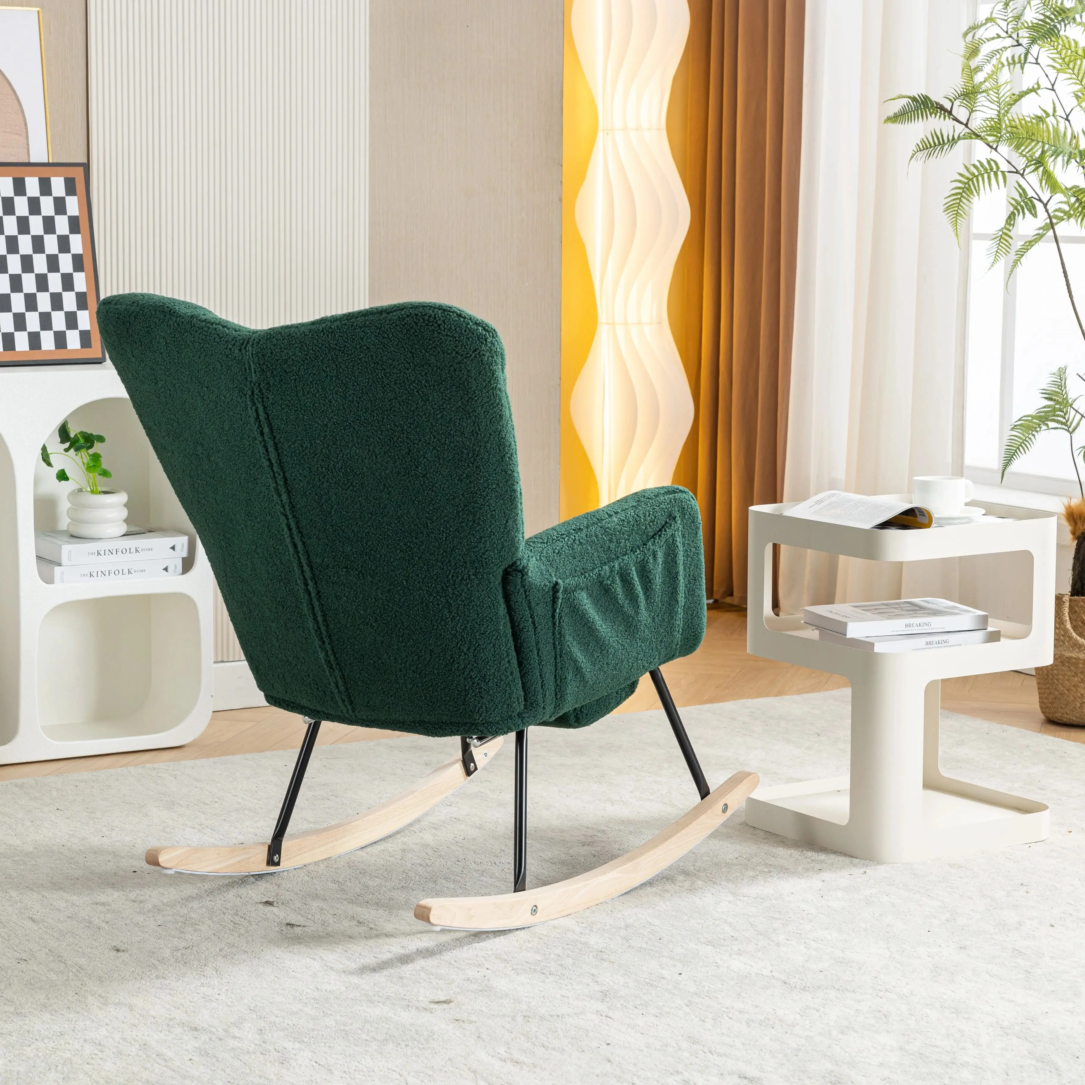 

Кресло-качалка из ткани Тедди с регулируемой подставкой для ног для детской гостиной, дома, отдыха, отдыха, удобные сиденья