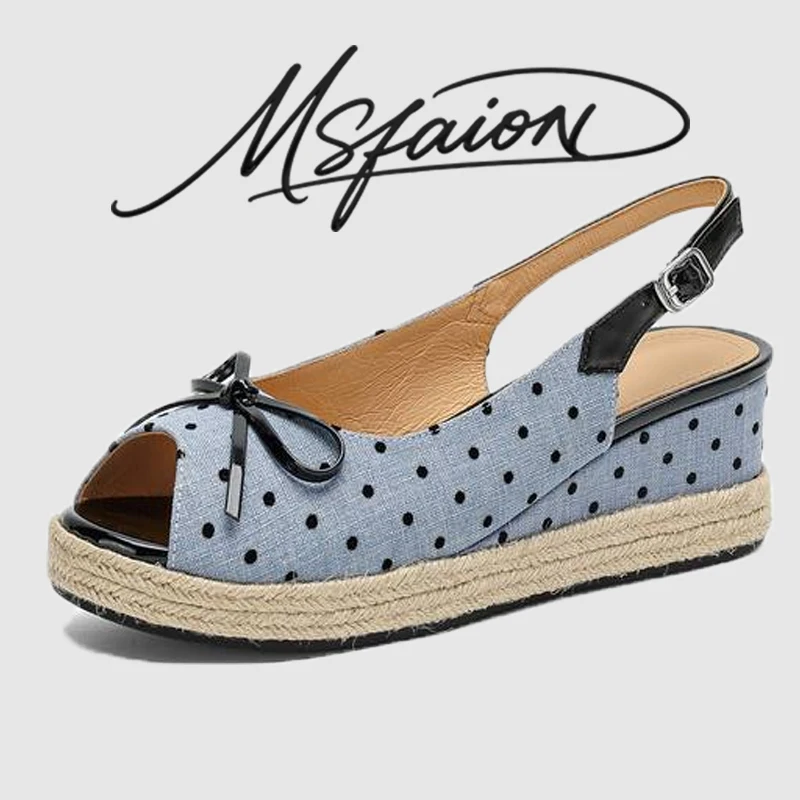 Sandalias de cuña tipo alpargatas para mujer – Parte superior de charol y tela floral, forro transpirable de piel de cerdo + plantilla de piel de oveja, 5.5 cm
