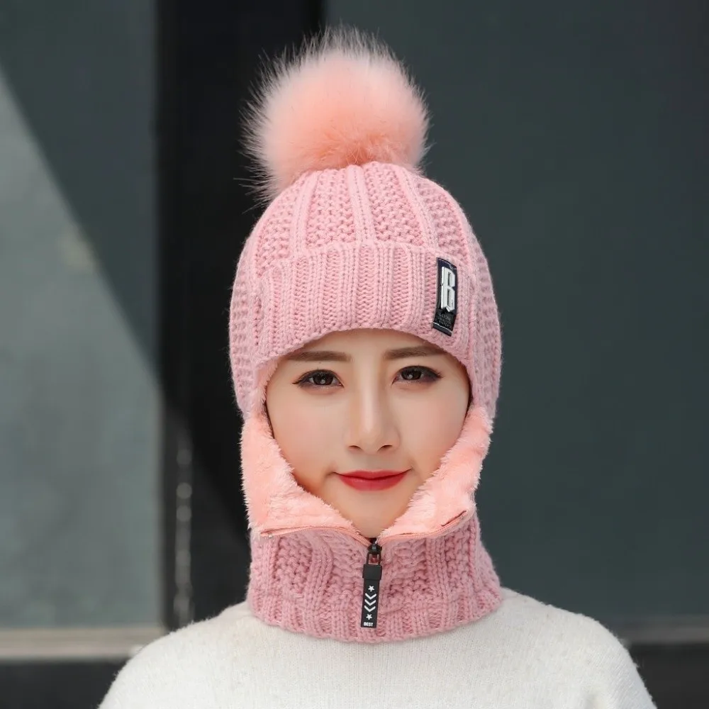 

Fashion Windproof Wool Knitted Hat Neck Warmer Keep Warm Beanies Cap Thickened Winter Hat Scarf Set Outdoor Cycling