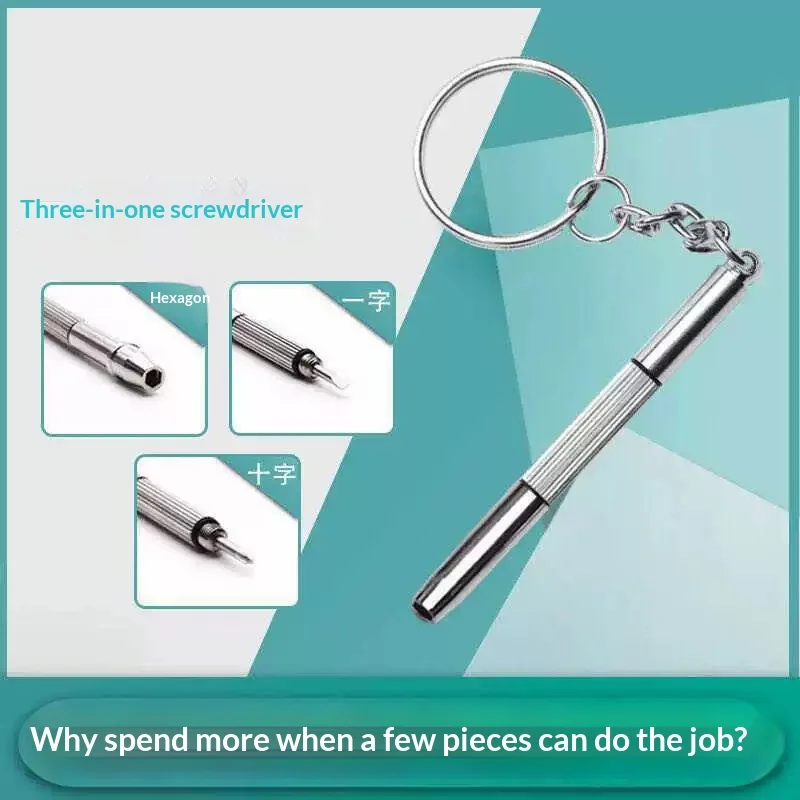 3 in 1 Eyeglass Screwdriver Keychain Portable Precision Screwdriver for Glasses Watch Spectacles Repair Hand Tools