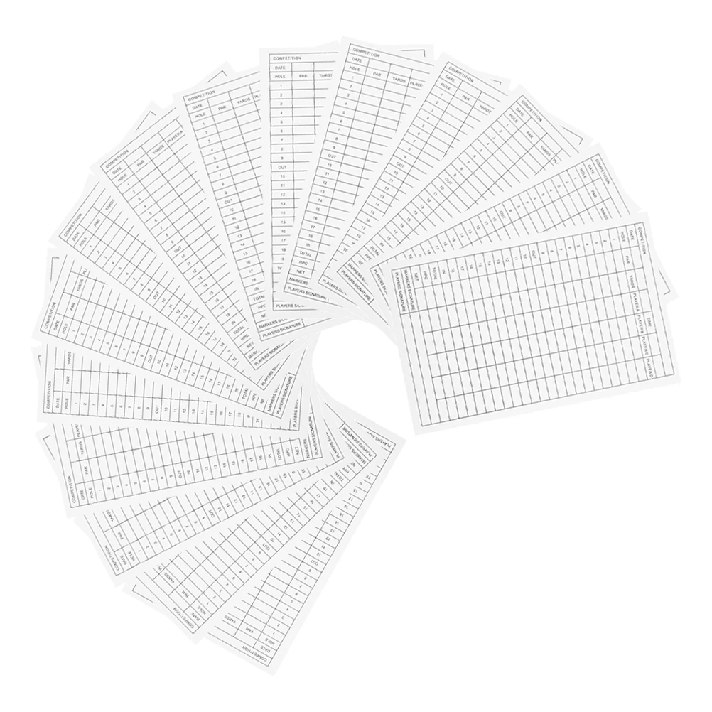 

15pcs Golf Score Record Scorecard Book Coated Paper Durable Compact White Tracking Stats Sheets Golf Club Range Card Sports