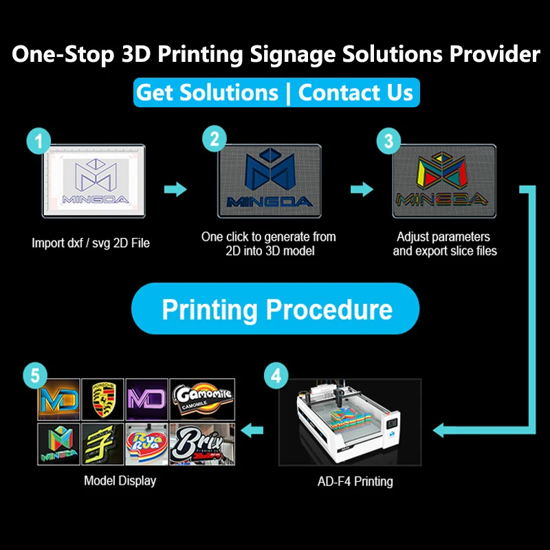 Mingda AD-F4 3d Letter Channel Printer 4 Colors Large Scale 3D Sign Printer 3d Digital Print For Advertising Logo