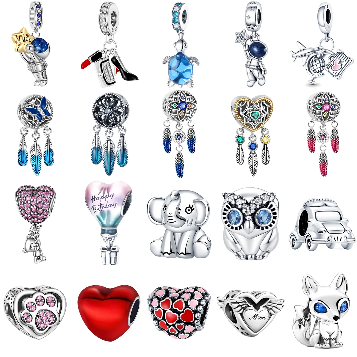 

2023 New 925 Sterling Silver Astronaut Elephant Hot Air Balloon Charms Fit Original Pandora Bracelet DIY Jewelry for Women Gift