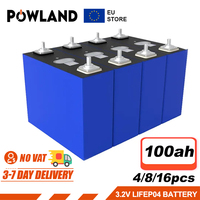 POWLAND 100Ah Lifepo4 Rechargable Battery Pack 3.2V Grade A 4/8/16pcs Lithium Iron Phosphate Prismatic Cells For Solar PV EU