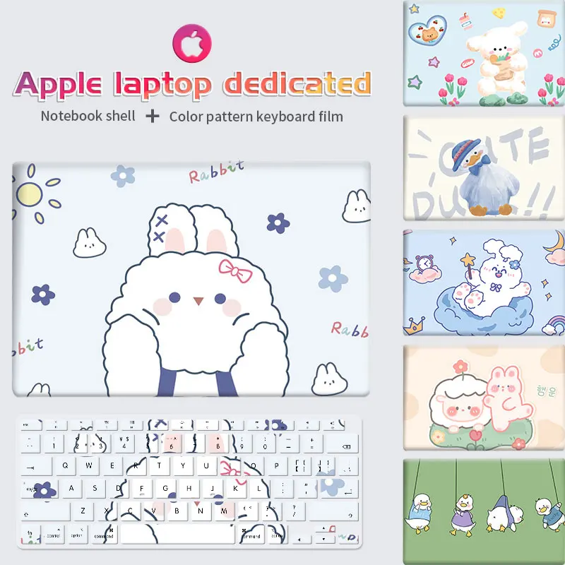 

Laptop Sleeve Case Waterproof Hard Shell Rabbit Cartoon Case For Macbook A2337/A2338/A2681/A2442/A2485 Silicone keyboard Cover