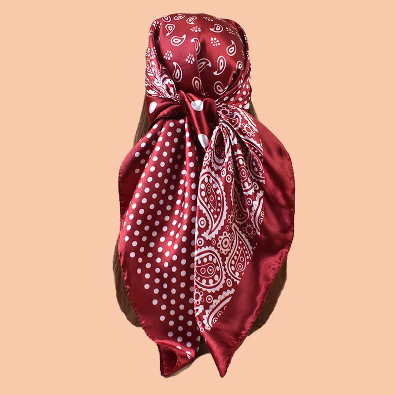 

Новый шелковый платок 90*90 см, женский шелковый квадратный платок, роскошный платок для сумки, дизайнерский шелковый головной платок для женщин