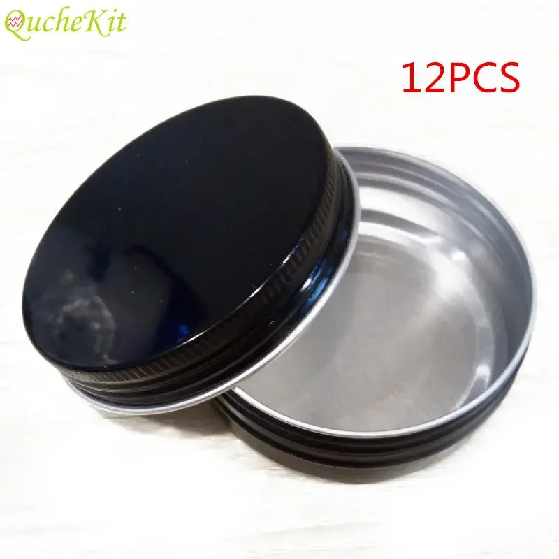 60g 68*25mm Black Tin Jar Cosmetic Makeup Tin Box Face Cream Wax Tea Sample Jar Bottle Handmade Soap Storage Organizer Container