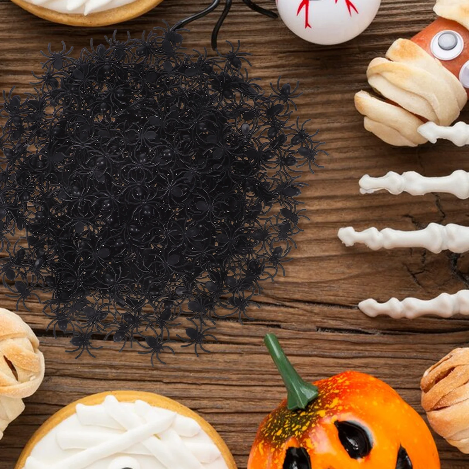 

500 шт. реалистичные пластиковые пауки на Хэллоуин, мини-поддельные страшные розыгрыши, реквизит, декор для вечеринки в честь Хэллоуина, декор в виде паука, шутка, паук