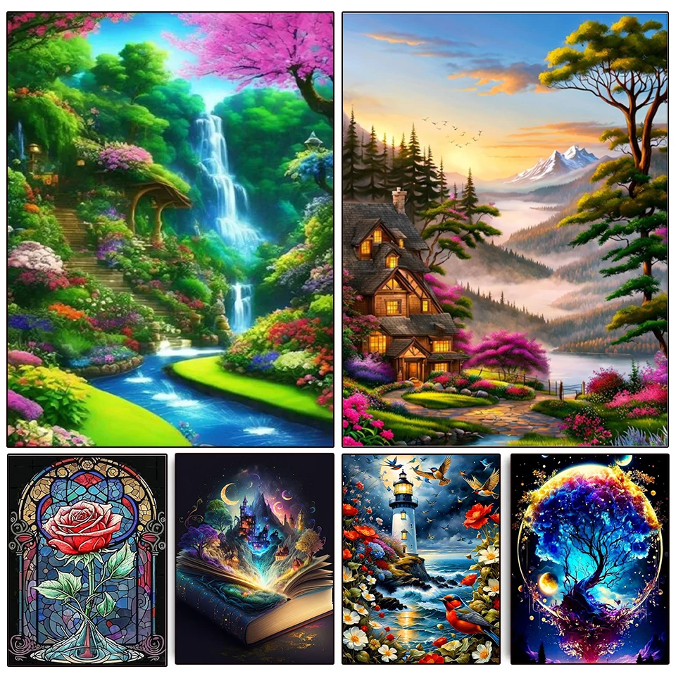 

Full Round Square Diamond Painting Landscape Forest Art Rhinestone Picture Mosaic DIY 5D Cross Stitch Embroidery Home Decoration