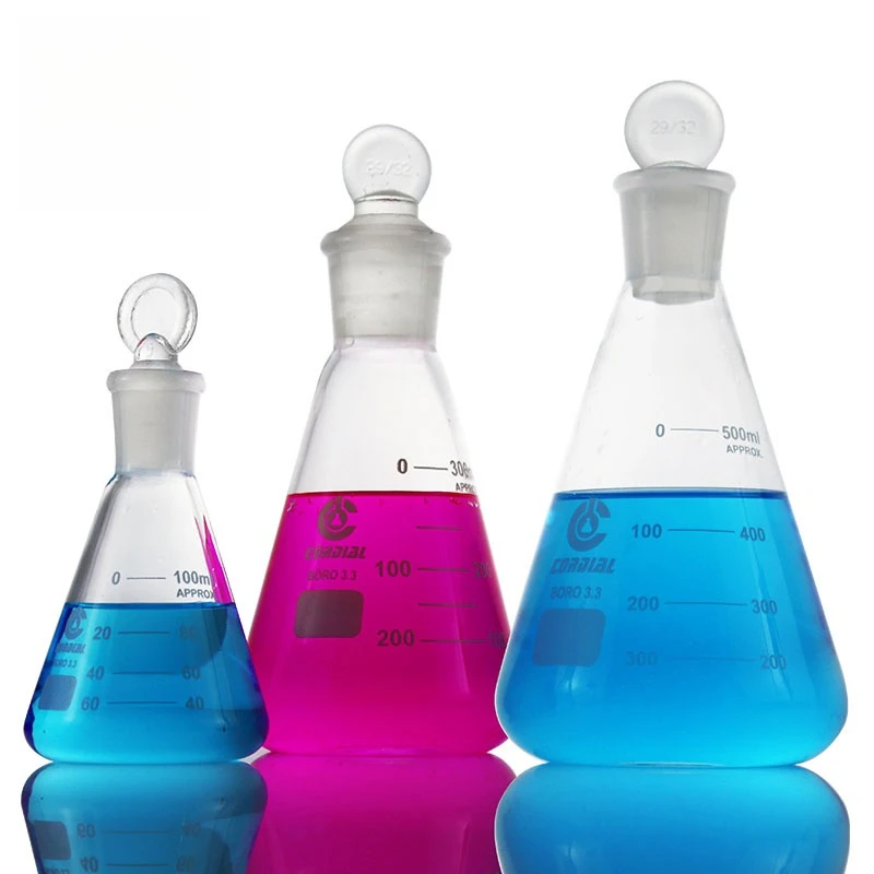 

Borosilicate Glass Stoppered Erlenmeyer Flask, High Temperature Resistant, 50/100/150/250/500/1000ml