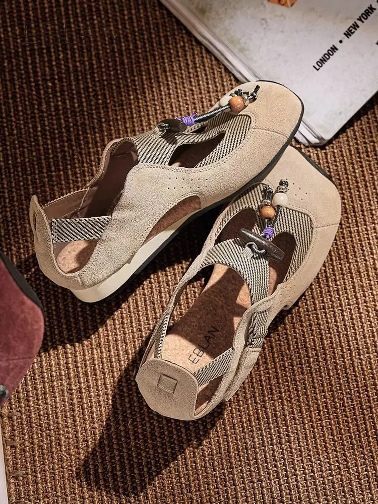 

2026 New Summer Autumn Versatile Niche Mary Jane Sandals Ethnic Breathable Ballet Casual Sneakers Ladies Daily All Match Shoes