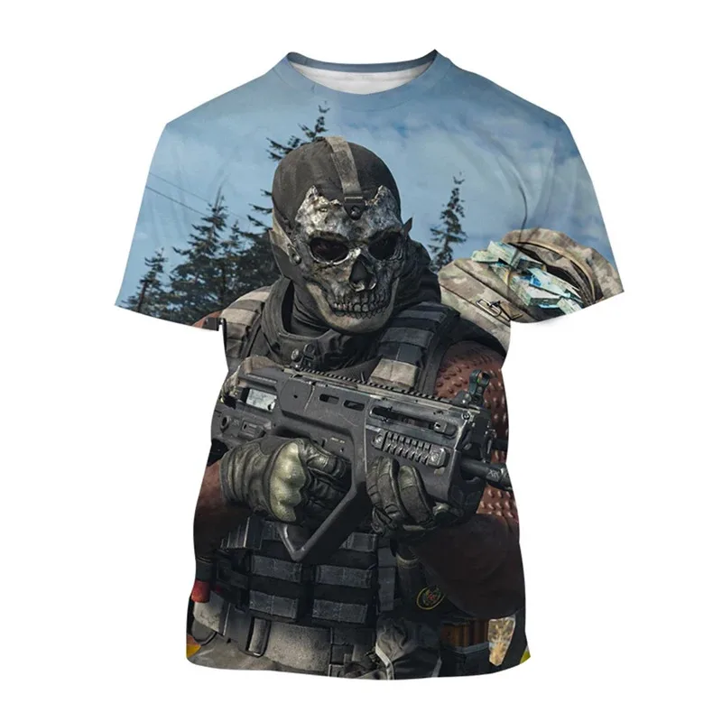 Popular Shooting Games Summer Fashion Creative Design Patterns 3D Printing Stimulating Trendy Cool Personalized T-shirt