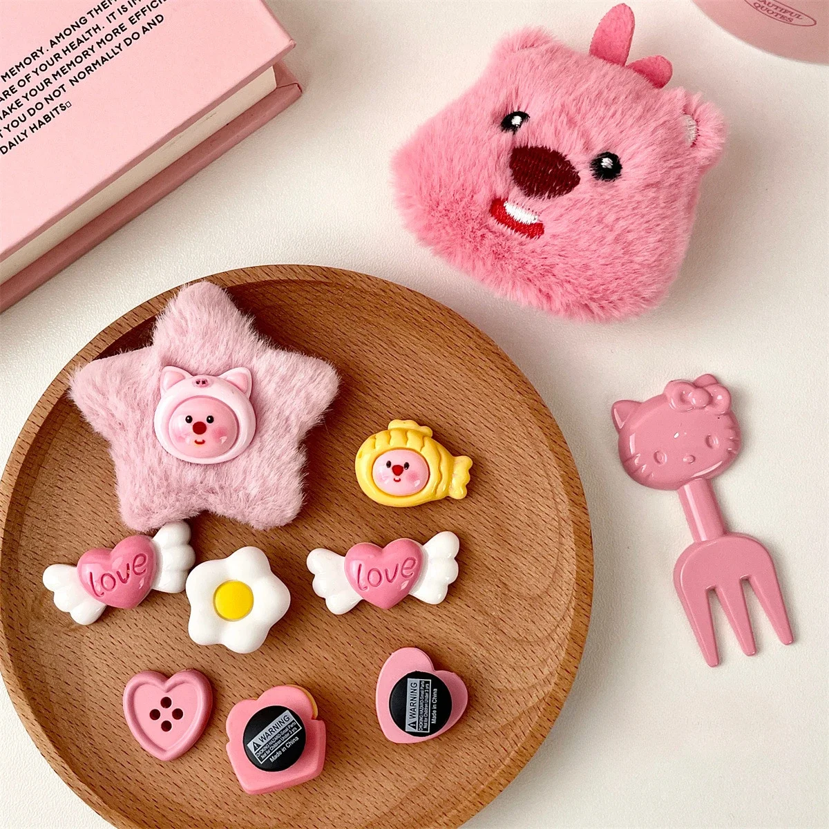 تنوعا ليتل فوكس هول زينة الأحذية للنساء القلب DIY مجسمة الإبداعية أفخم دمية الحلو القلب حذاء الزهور ديكور #3