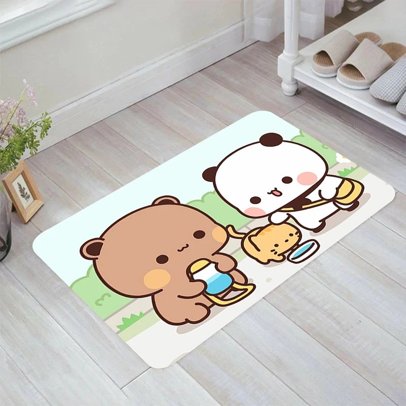 

Cute Panda Bubu and Dudu Floor Mat Carpet Entrance of House Home Aesthetic Room Decoration Carpets Kitchen Rug Rugs Balcony Foot