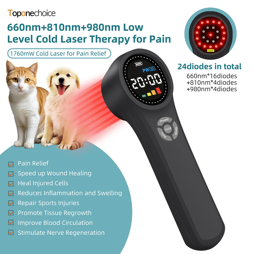 

16x660nm+4x810nm+4x980nm Professional Physiotherapy Cold Laser Therapy Device for Pain Relief Anti-inflammation Tissue Repair