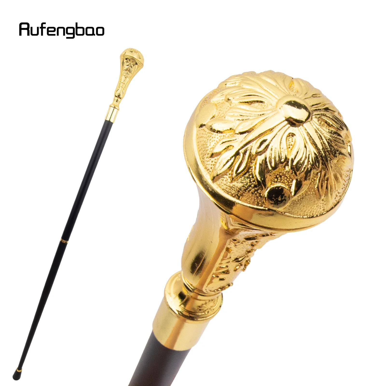 Golden Luxury Flower Round Handle Fashion Cosplay Walking Stick  Party Decorative Cane Elegant Crosier Knob Walking Stick 93cm