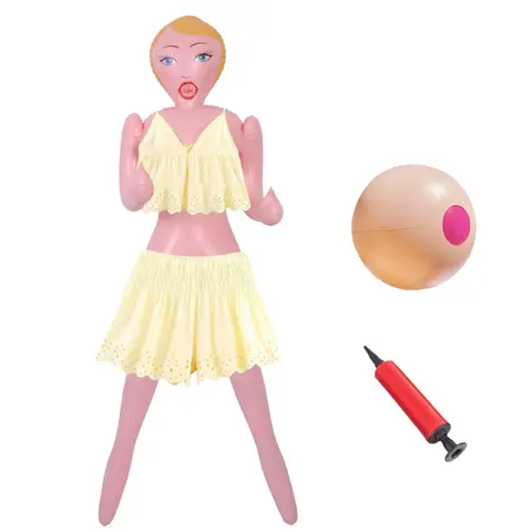 Funny Prank Inflatable Doll & Beach Ball Set Summer Beach Pool Party Toys Novelty Gag Gift Adult Friends Vacation Photo Props