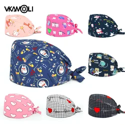 new unisex scrubs caps tooth printing cap adjustable size cotton sweat-absorbent elastic scrub hats Dental beauty dentist cap