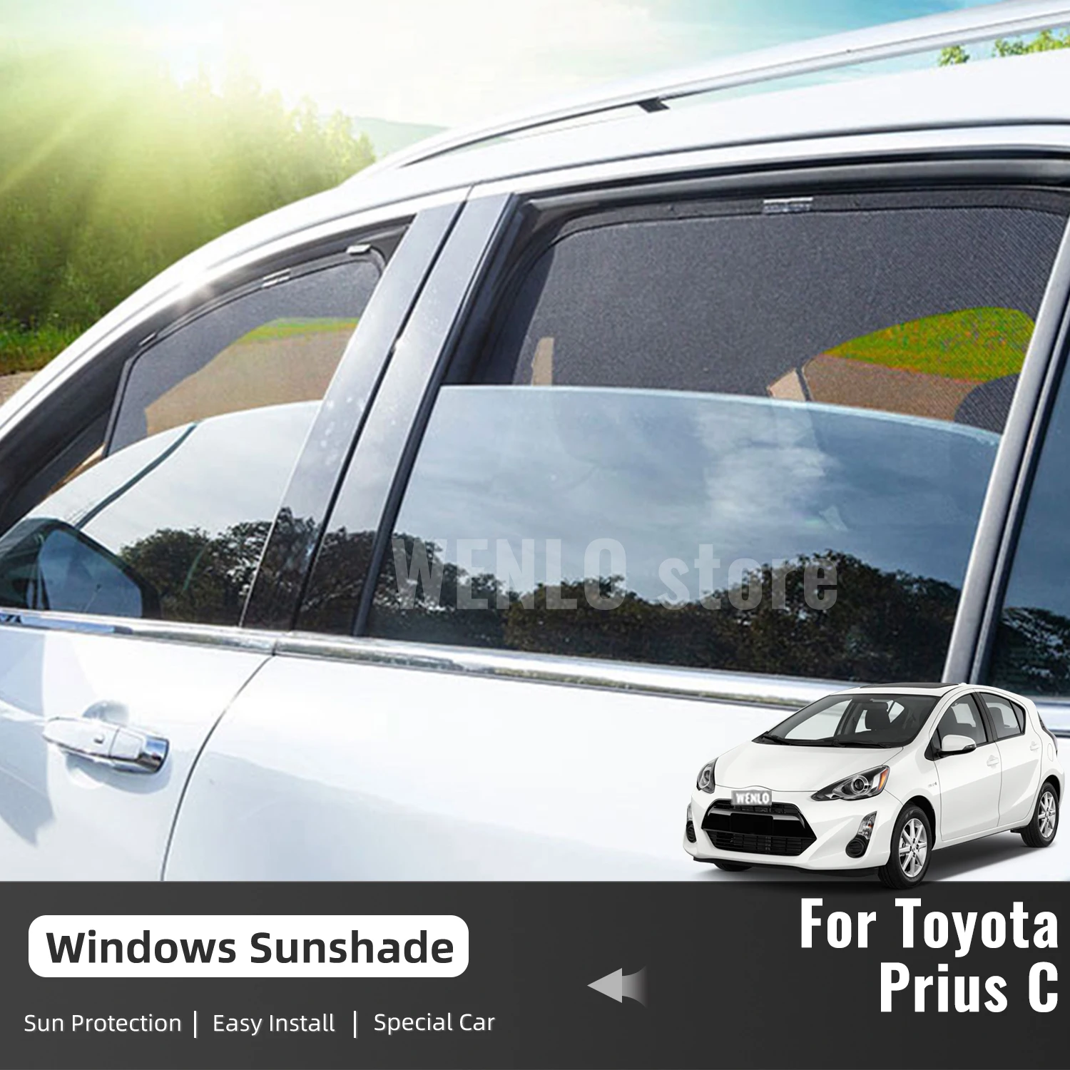 

For Toyota Prius C Aqua 2011-2018 2019 2020 2021 Car Sunshade Magnetic Front Windshield Curtain Rear Side Window Sun Shade Visor