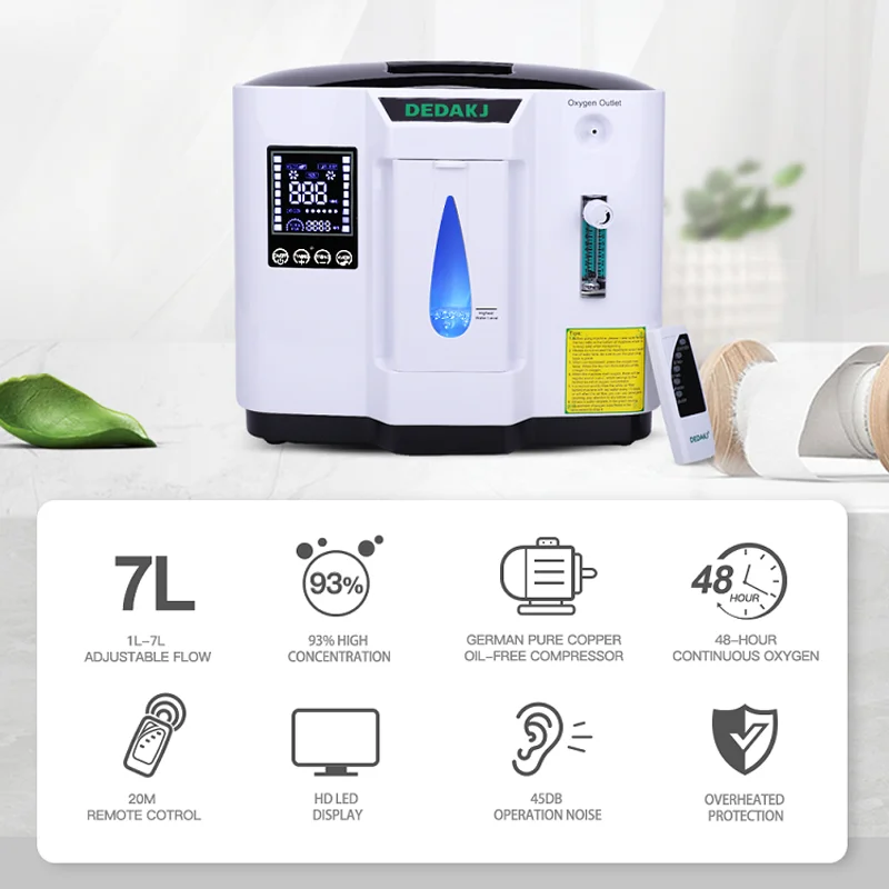 DEDAKJ DE-1A 1L-7L Oxygen Generator Oxygen Concentrator Air Purifier Oxygenation Machine 110V/220V