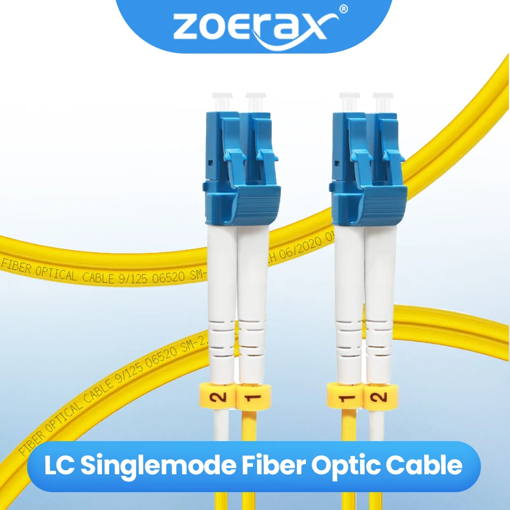 ZOERAX 1 قطعة OS2 LC-LC دوبلكس وضع واحد الألياف البصرية كابل التصحيح 1 جرام/10 جرام الألياف البصرية الحبل 9/125μm SMF 2.0 مللي متر كابل الألياف البلوز