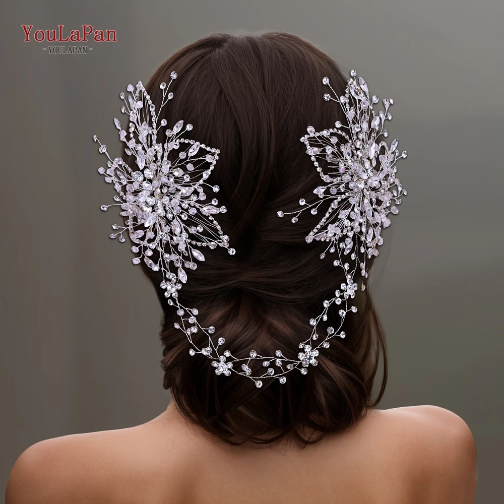 YouLasaupoudrer-Peigne bohème pour patients, accessoires pour cheveux pour femmes, bandes de sauna de mariage, coiffure en biscuits, diadème en cristal, peignes à fleurs, jardins 401