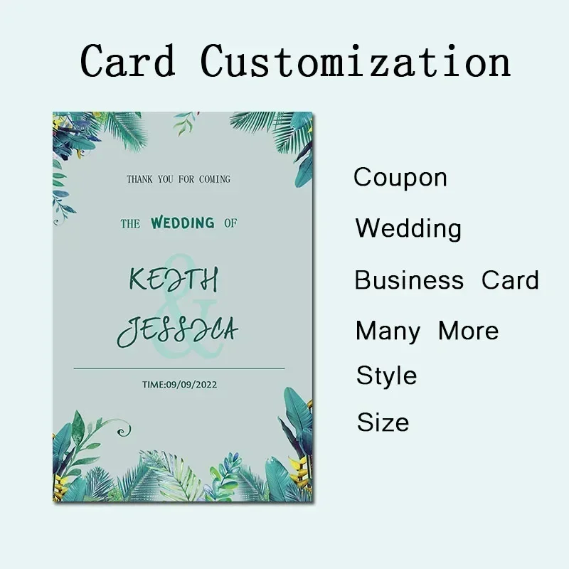 100pcs Custom Print Wedding Invitations Birthday Business Table Insert Cards Events Party Menu Supplies Thank You Greeting Cards