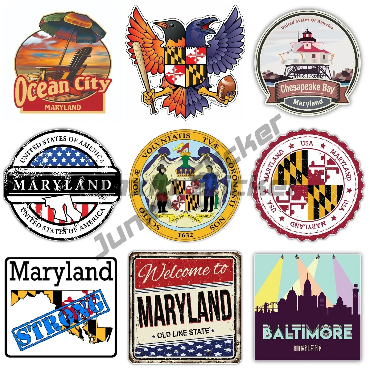 

Maryland Us State Badge State Seal for Cars, Laptop, Boat, for Wall Door Window Helmet Bicycle Vinyl Car Stickers