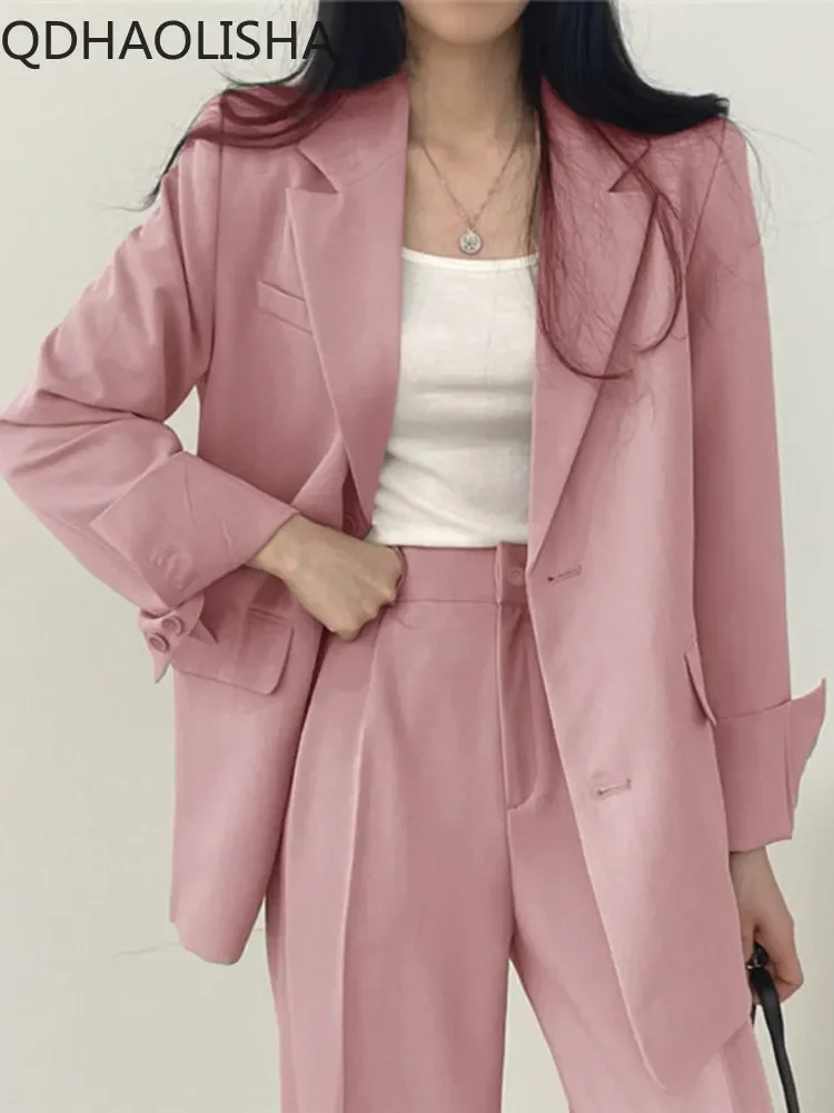 Blazer feminino fino monocromático, jaqueta de viajante temperamentado, casacos da primavera, vestuário da moda coreana, tops femininos, senhora do