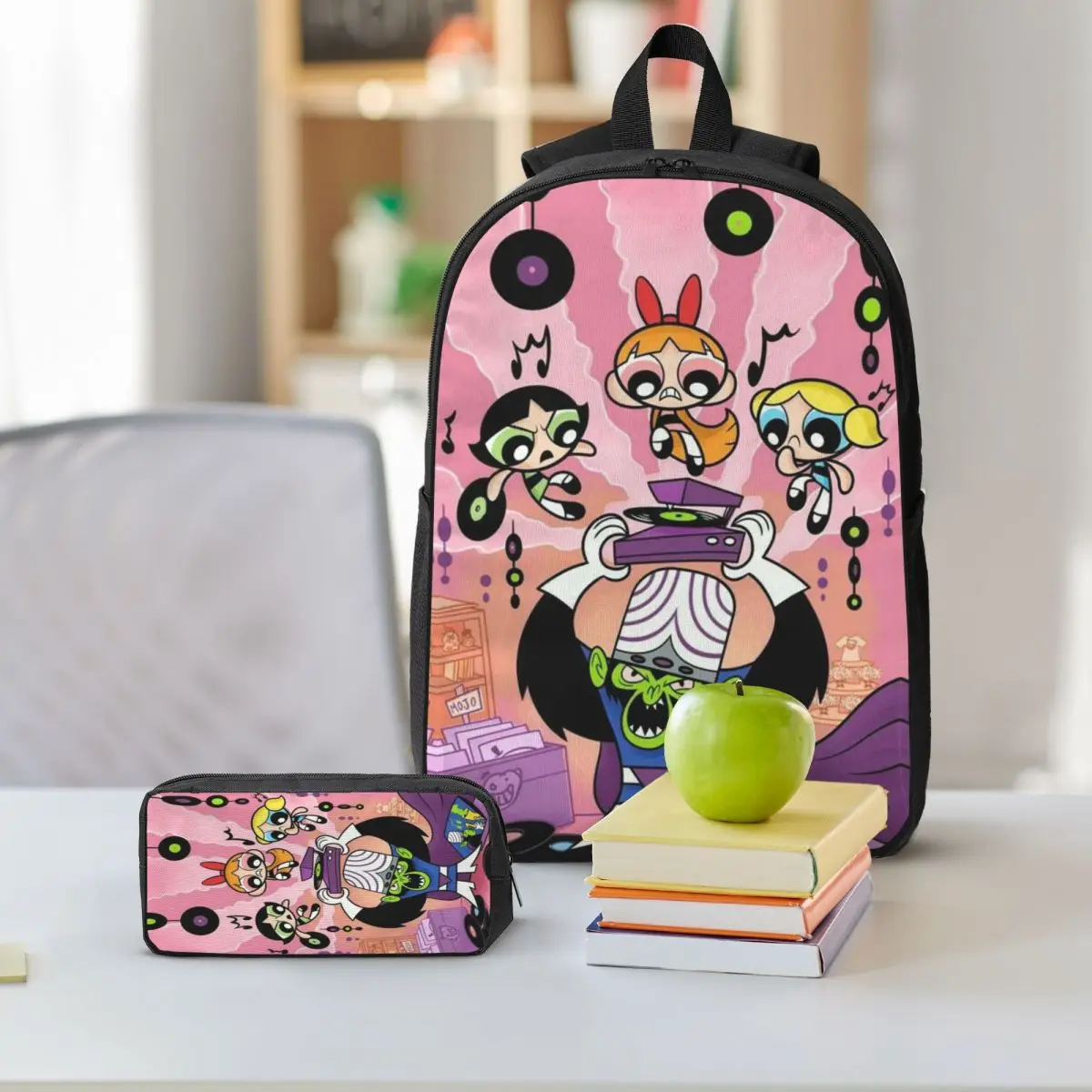 3-teiliges Powerpuff-Druck-Schultaschen-Set für Kinder, Bleistiftboxen, Rucksack-Sets mit Lunchbox für Schüler, Rucksack