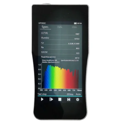 HP350C 380-780nm Handheld Spectral Illumination Tester and Meter Portable CCT CRI Digital lux Meter Spectrum Analyzer