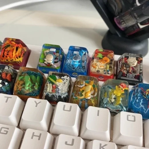 PTCG Pokemon Keycap Greninja Primeape Sprigatito Fuecoco Mechanical Keyboard Resin Transparent Stereoscopic Keycap No.11