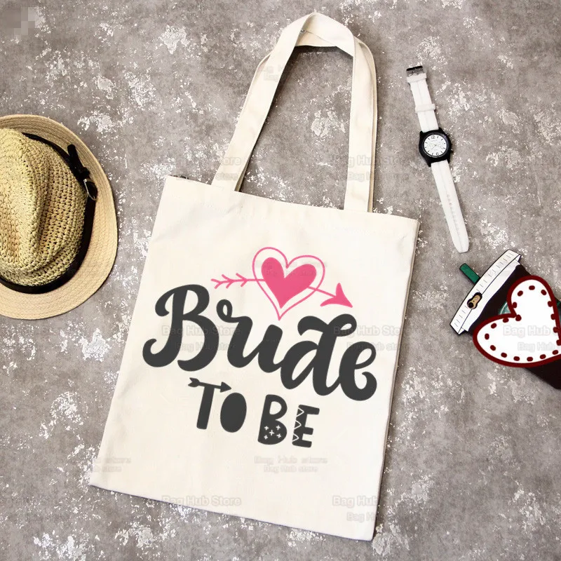 Be Team Bride Bachelorette Party Squad Evjf Wedding Shopping Bag Print Original Design White Unisex Fashion Travel Canvas Bags