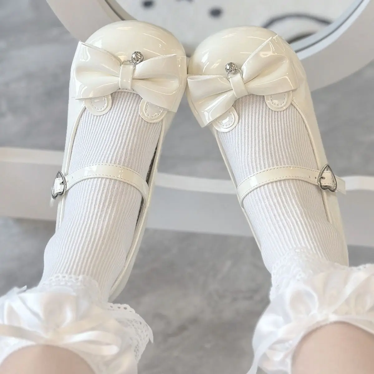 Original Lolita Mary Jane Shoes Autumn New Sweet Girl Cute Bow Bell Fashion Low-heeled Leather Shoes Cartoon Princess Shoes