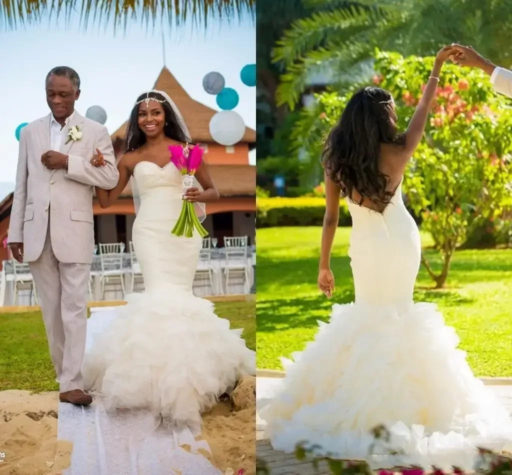 

Customized Mermaid Wedding Dresses Setheart BeadedFloor Length Ruffle Modest African Bridal Gown Vestido De Nova