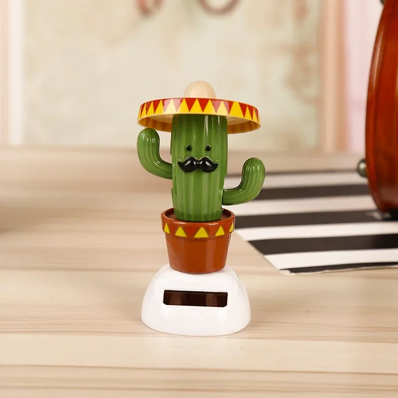 Zonne-Energie Automatische Swing Pop Creatieve Ornamenten Cactus Ornamenten Pop Beeldjes Miniatuur Auto Home Decors Baby Speelgoed Cadeau