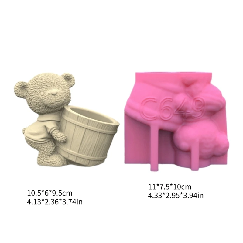 Bear Flowerpot Silicone Molds Plaster Concrete Storage Jar Making Molds Decors Dropship