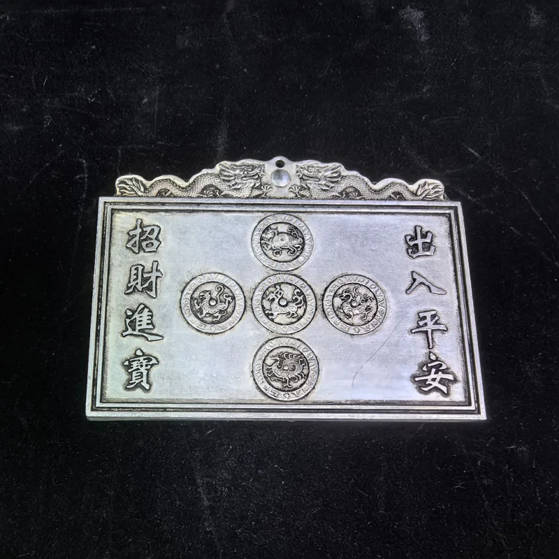 Antique Style Heavenly Official Blessing Five Blessings Door Guardian Silver Ornament for Safe Entry and Wealth Attraction