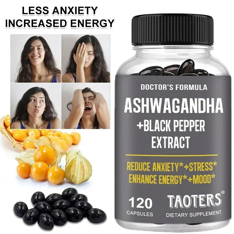 Ashwagandha Black Pepper Extract Boosts Energy and Mood, Naturally Relieves Stress for Men and Women