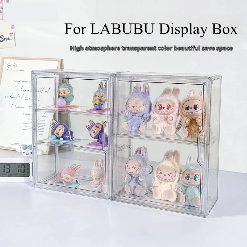 3 Layers Storage Box Transparent Acrylic Display Box for Labubu Blind Box Doll Organizer Desktop Dustproof Cabinet Home Storage