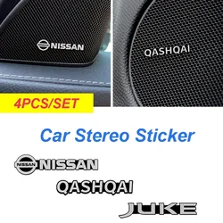 4pcs Car Speaker Emblem Sticker for Nissan Qashaqai Sylphy Juke Badge Leaf Note Titan Altima Xterra Sentra Badge Stereo Decal