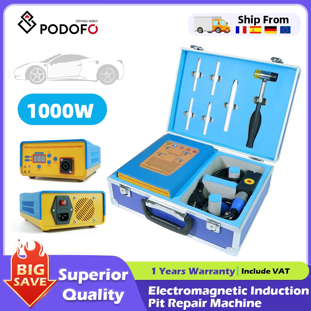 Podofo Auto Magnetische Inductie Deukreparatiemachine Auto Lakvrije Deukreparatie Gereedschapset Elektromagnetische Inductie Verwarmer met koffer