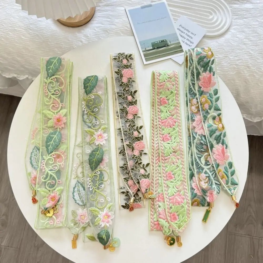 

Elegant Sweet Embroidered Lace Scarf Ribbon Printed Scarf Headband Hair Accessories Thin Narrow Long Scarves Bag Decoration